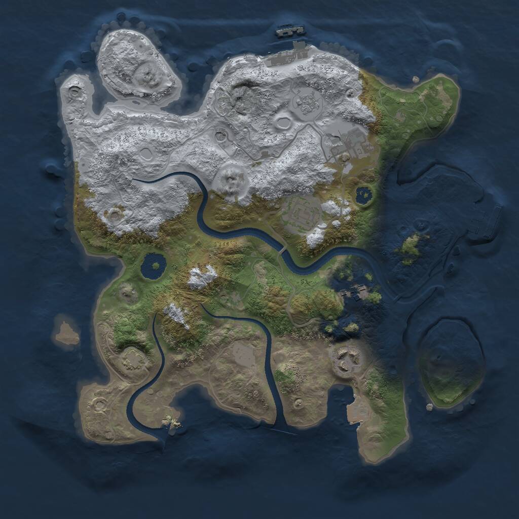Rust Map: Procedural Map, Size: 3000, Seed: 64564, 10 Monuments