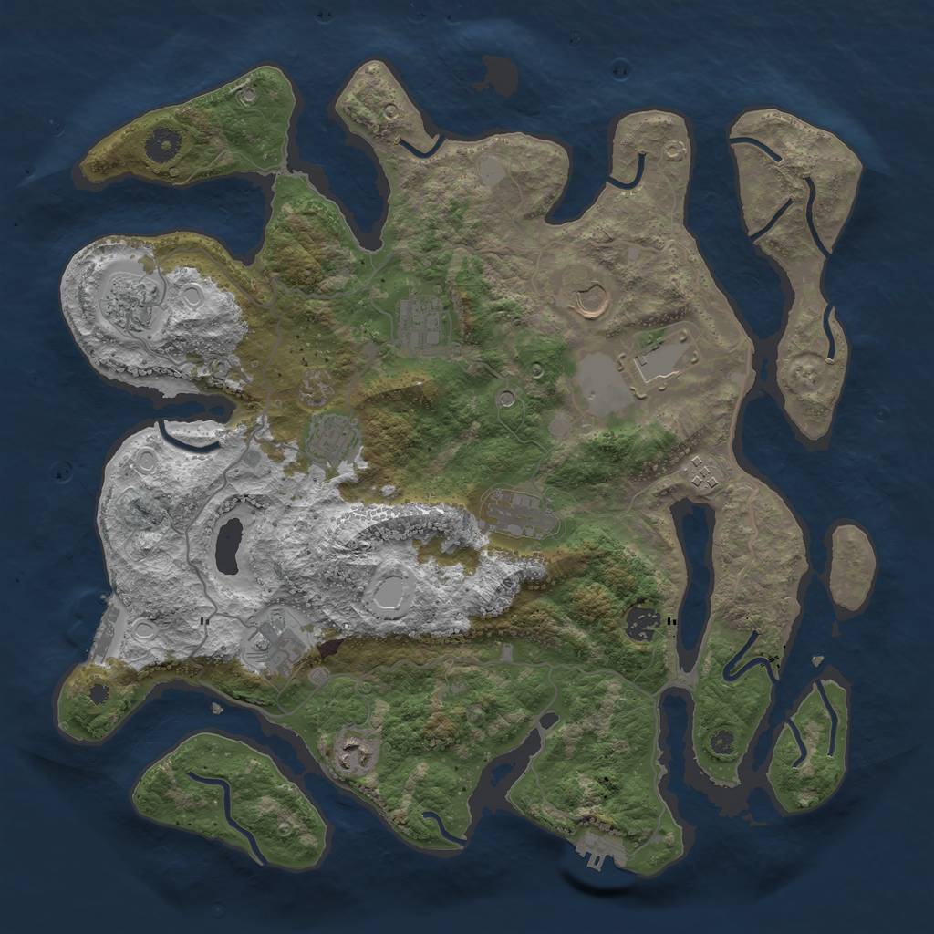 Rust Map: Procedural Map, Size: 4000, Seed: 939301, 18 Monuments