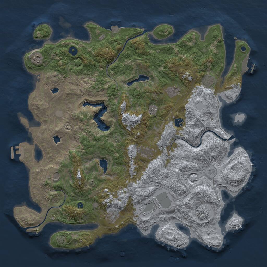 Rust Map: Procedural Map, Size: 4500, Seed: 19, 16 Monuments