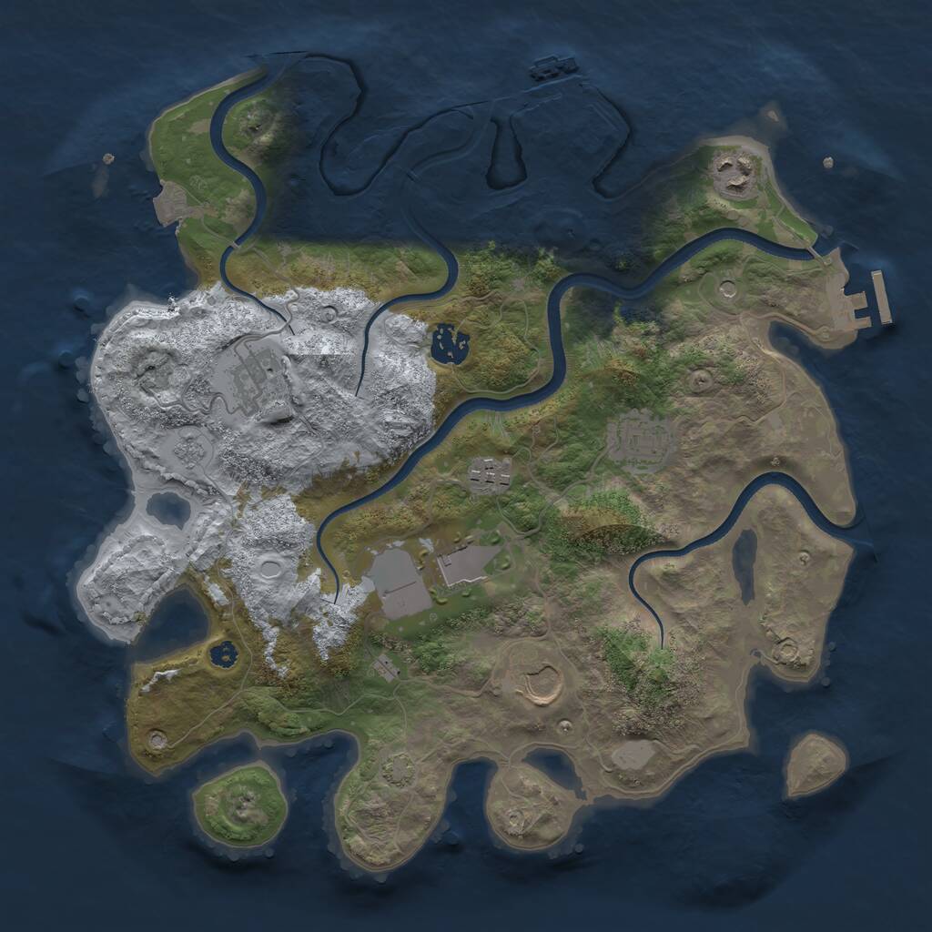 Rust Map: Procedural Map, Size: 3500, Seed: 160127190, 13 Monuments