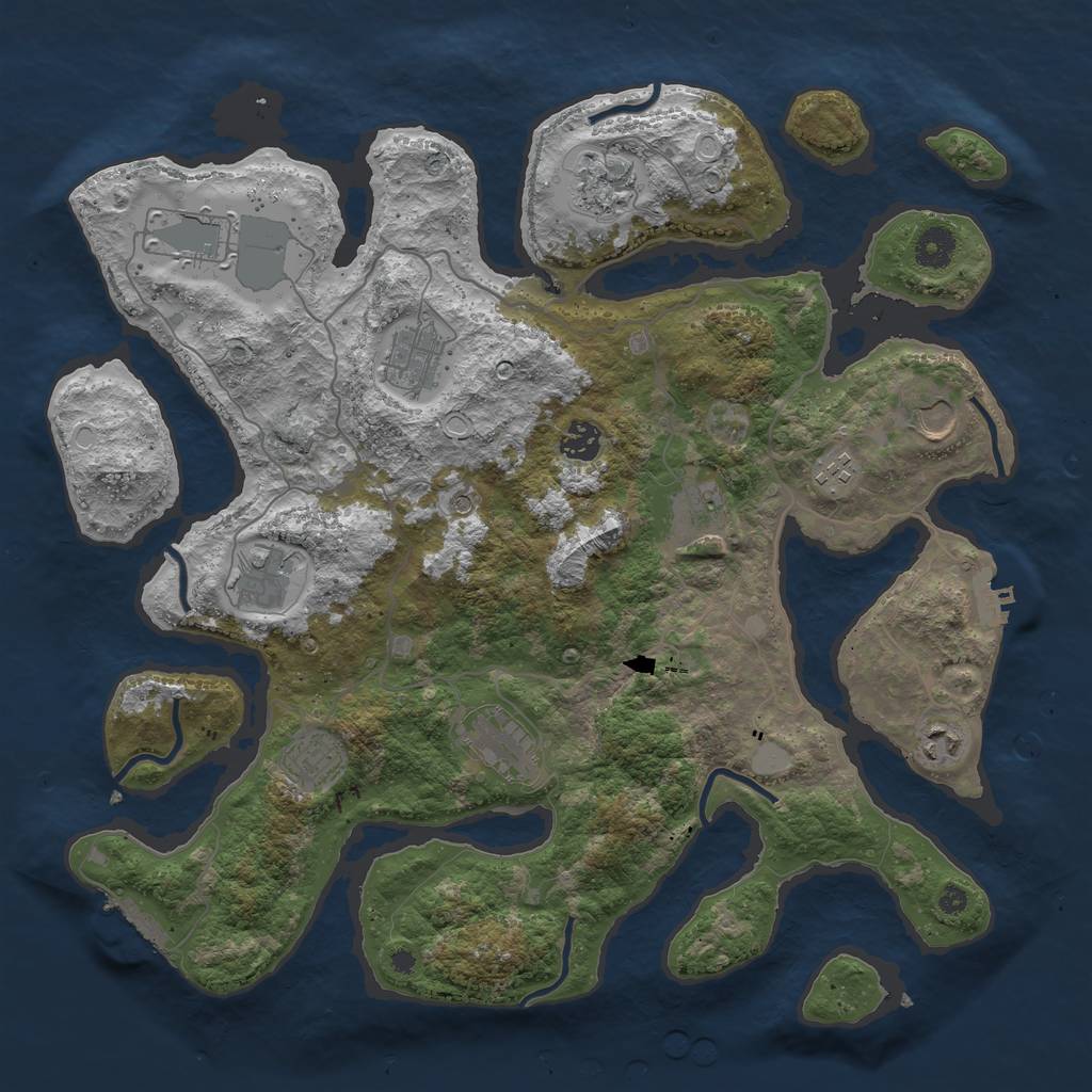 Rust Map: Procedural Map, Size: 4000, Seed: 702282671, 19 Monuments