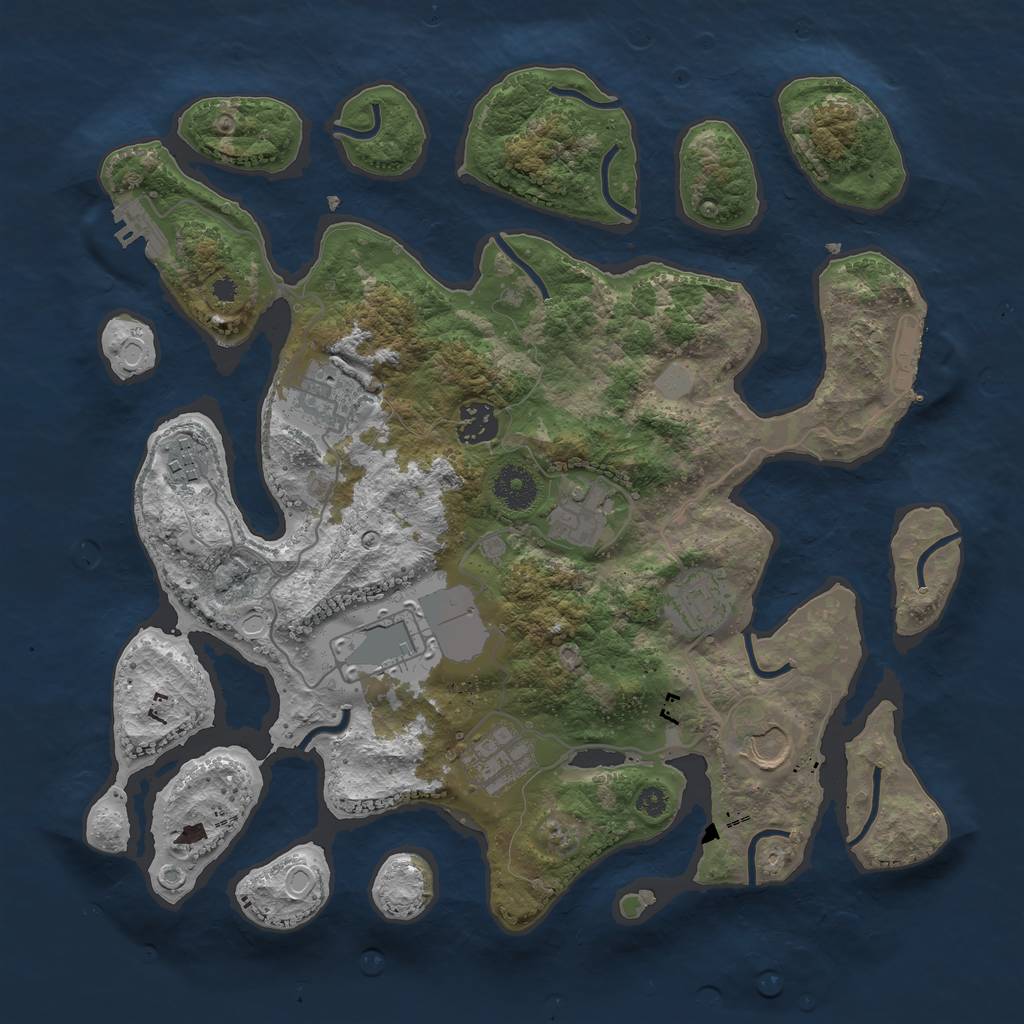 Rust Map: Procedural Map, Size: 3550, Seed: 624509, 15 Monuments