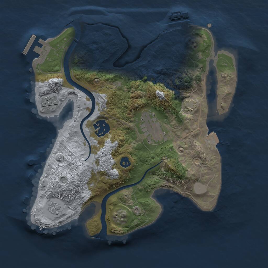 Rust Map: Procedural Map, Size: 2500, Seed: 2087400173, 8 Monuments