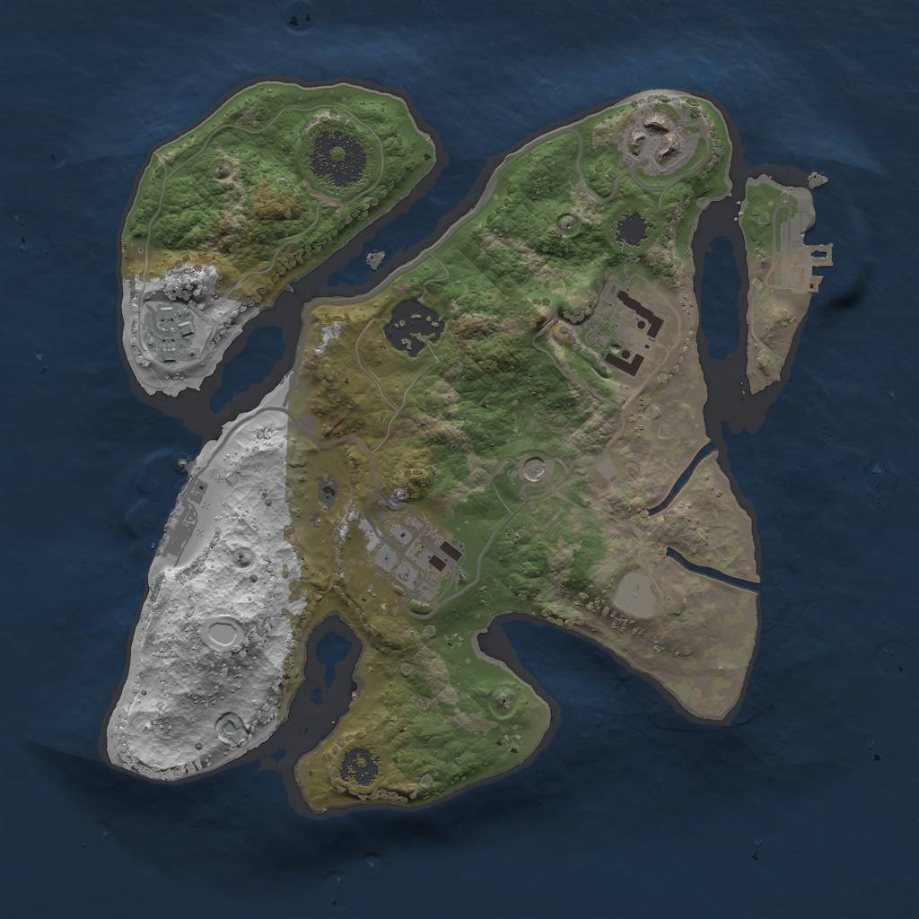Rust Map: Procedural Map, Size: 2500, Seed: 2087400173, 13 Monuments