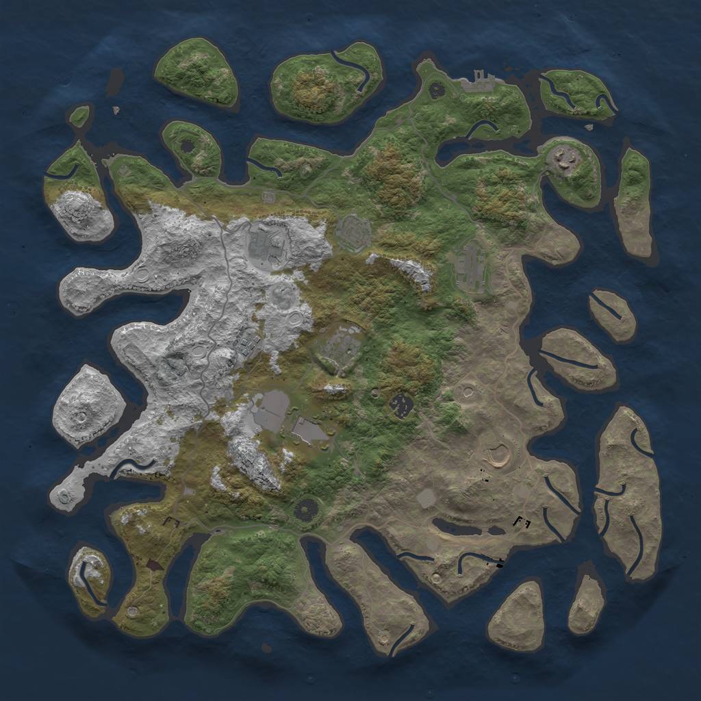 Rust Map: Procedural Map, Size: 4500, Seed: 471719040, 16 Monuments