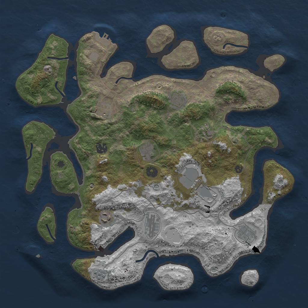 Rust Map: Procedural Map, Size: 4000, Seed: 128762, 17 Monuments
