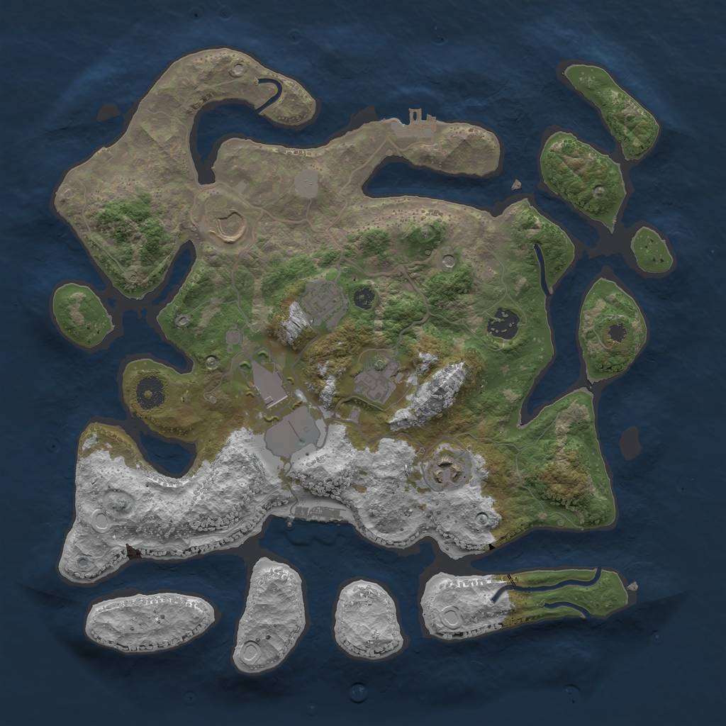 Rust Map: Procedural Map, Size: 3550, Seed: 357991, 14 Monuments