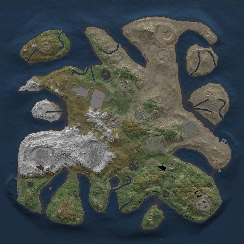 Rust Map: Procedural Map, Size: 3550, Seed: 946488, 18 Monuments