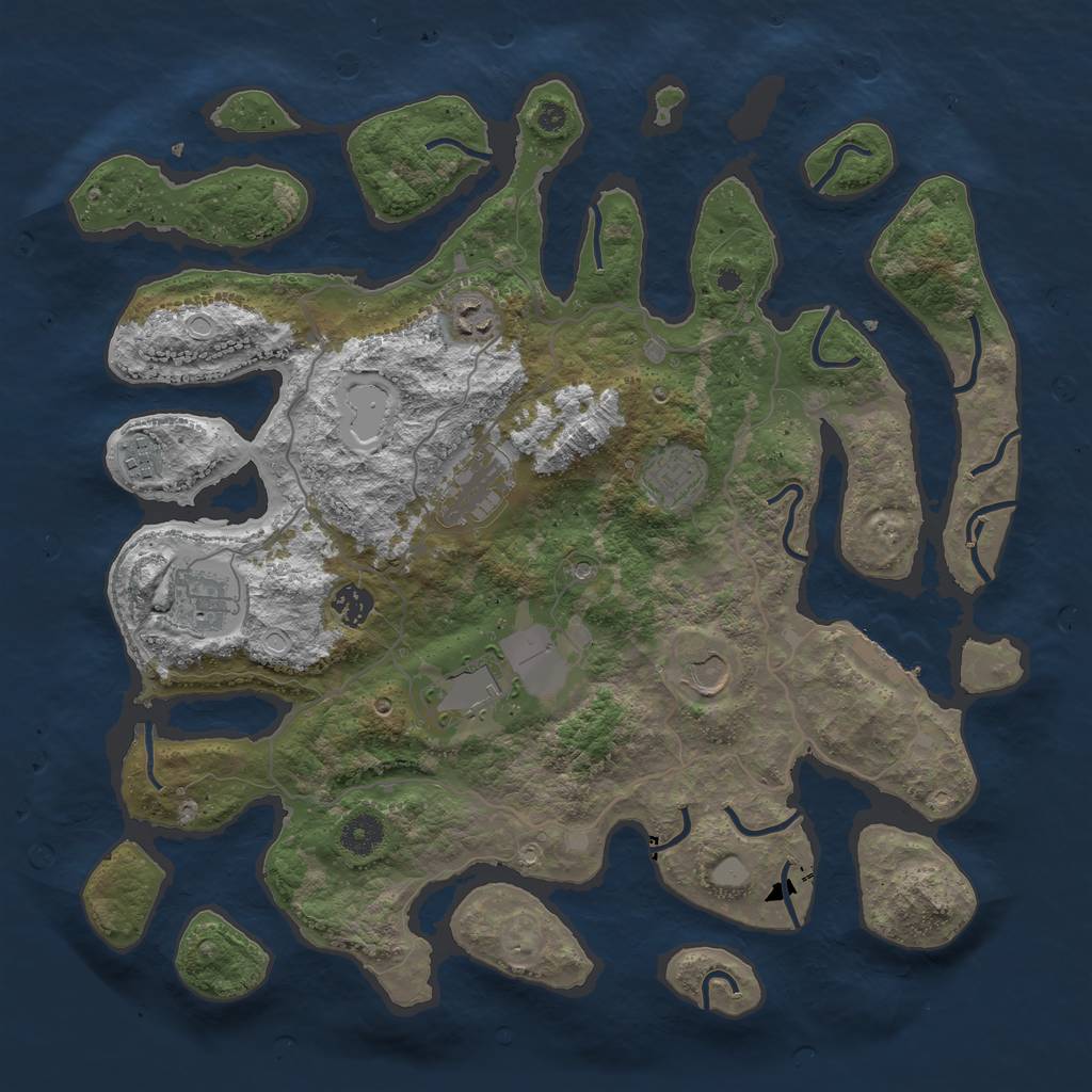 Rust Map: Procedural Map, Size: 4000, Seed: 58365, 15 Monuments