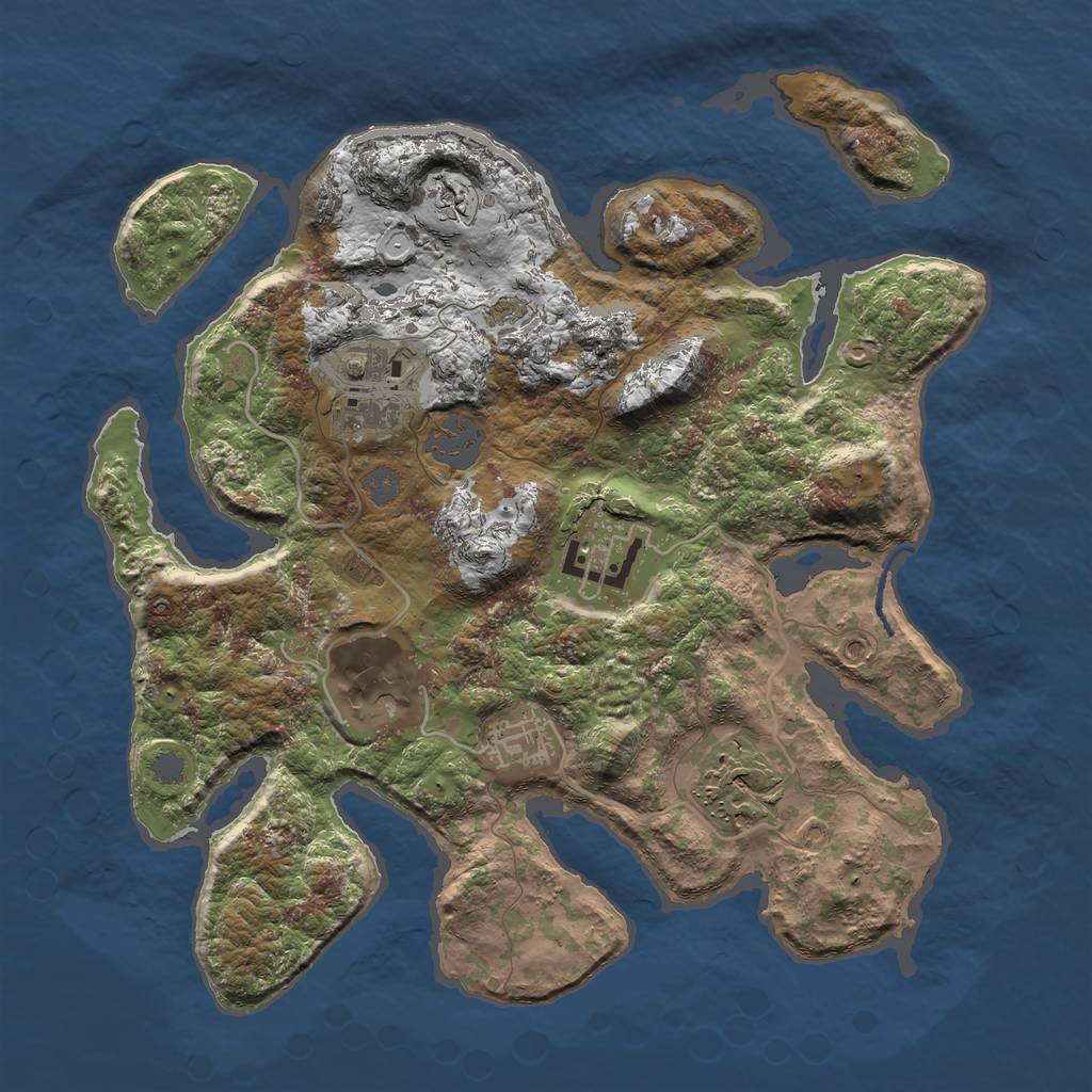 Rust Map: Procedural Map, Size: 3000, Seed: 793197, 10 Monuments