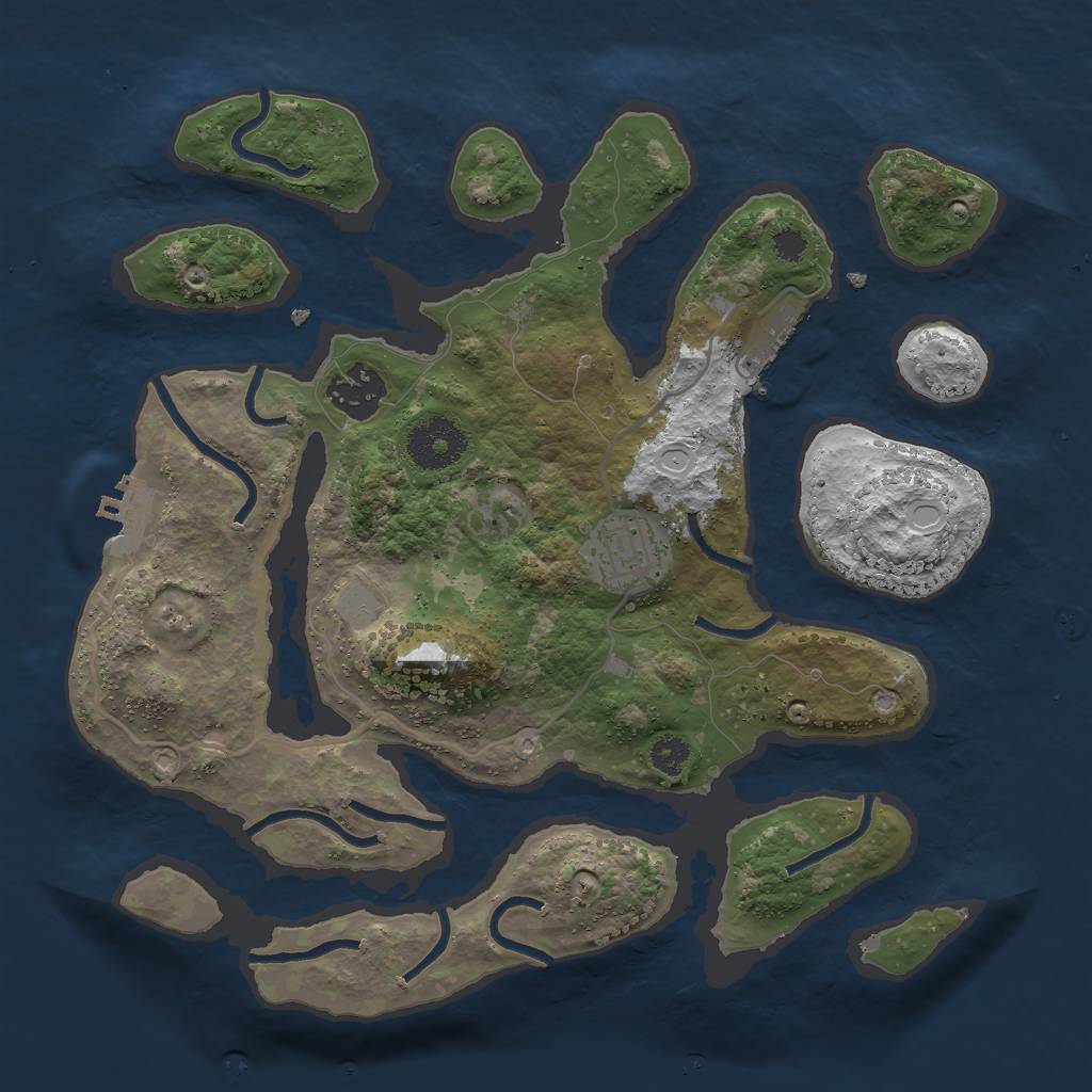 Rust Map: Procedural Map, Size: 3000, Seed: 39955, 9 Monuments