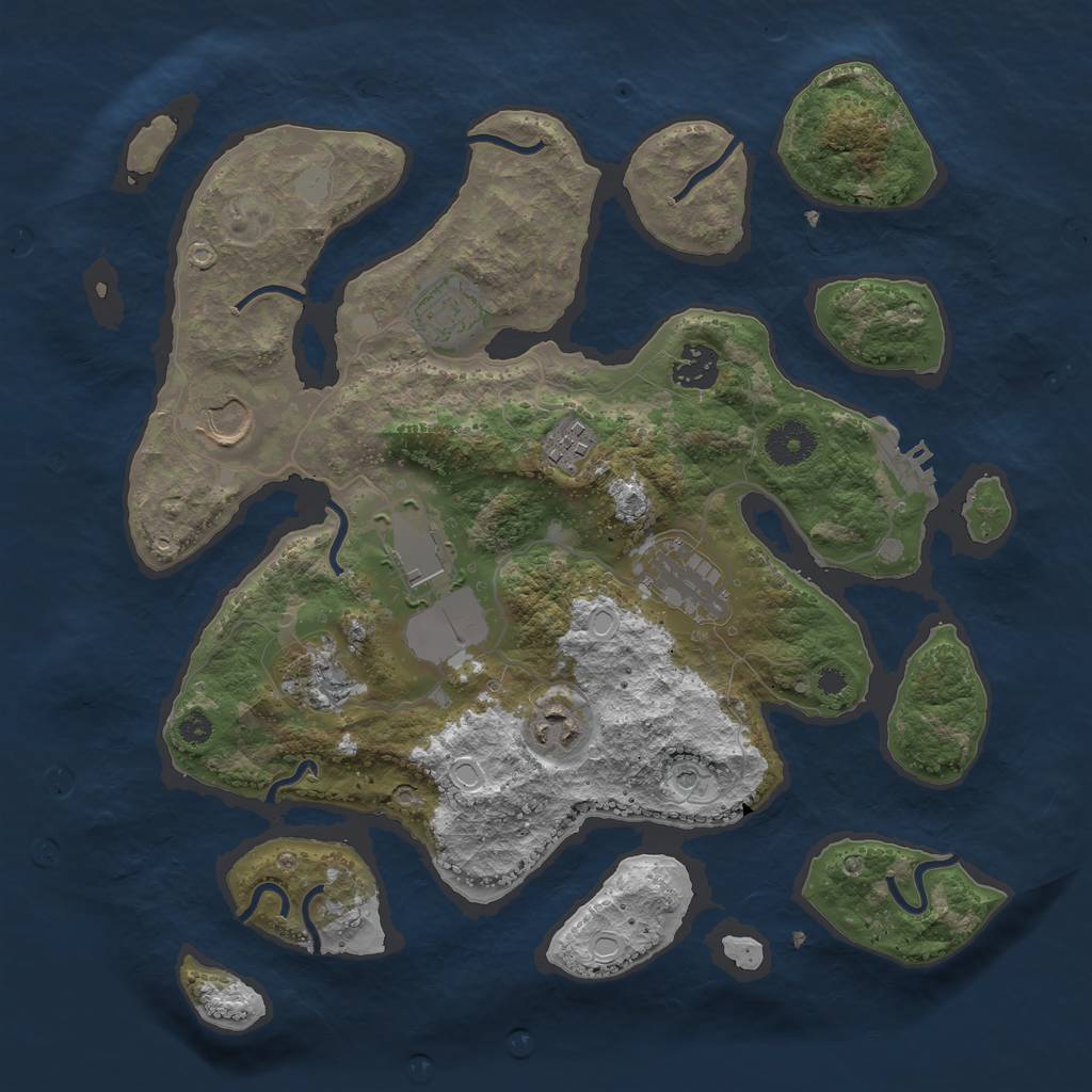 Rust Map: Procedural Map, Size: 3500, Seed: 38380943, 15 Monuments