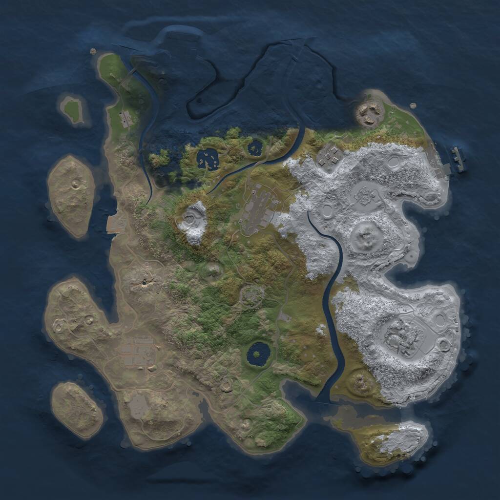Rust Map: Procedural Map, Size: 3200, Seed: 22218, 12 Monuments
