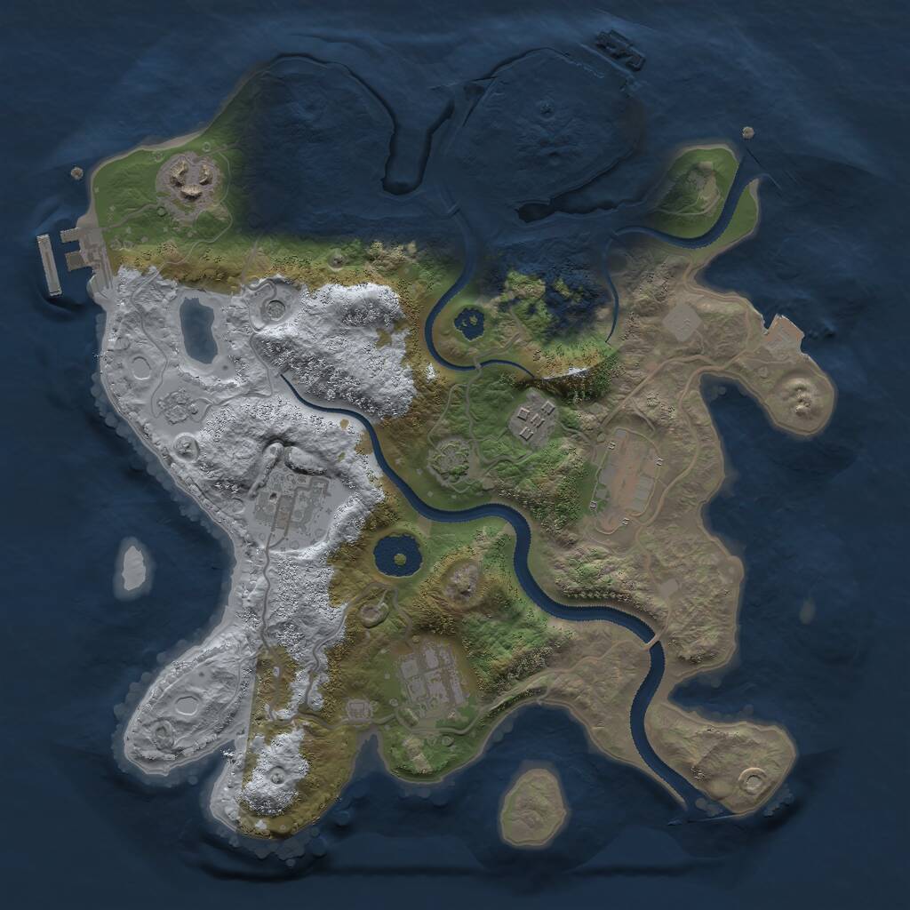 Rust Map: Procedural Map, Size: 3000, Seed: 48625, 11 Monuments