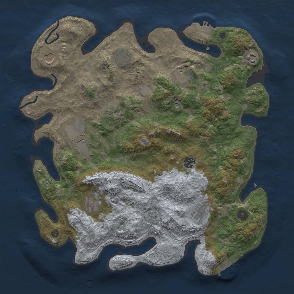 Rust Map: Procedural Map, Size: 4000, Seed: 50386, 17 Monuments