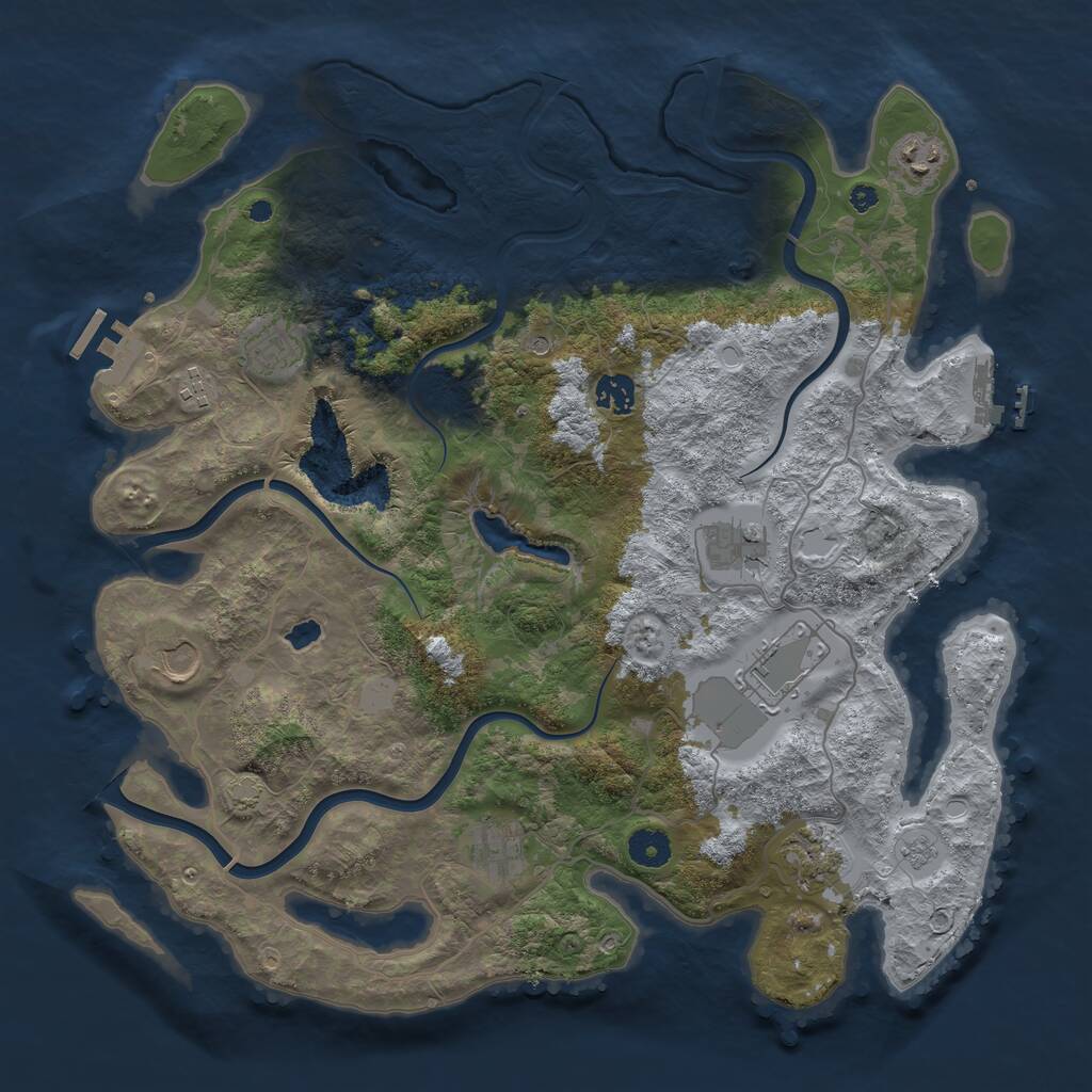 Rust Map: Procedural Map, Size: 4000, Seed: 654845, 15 Monuments