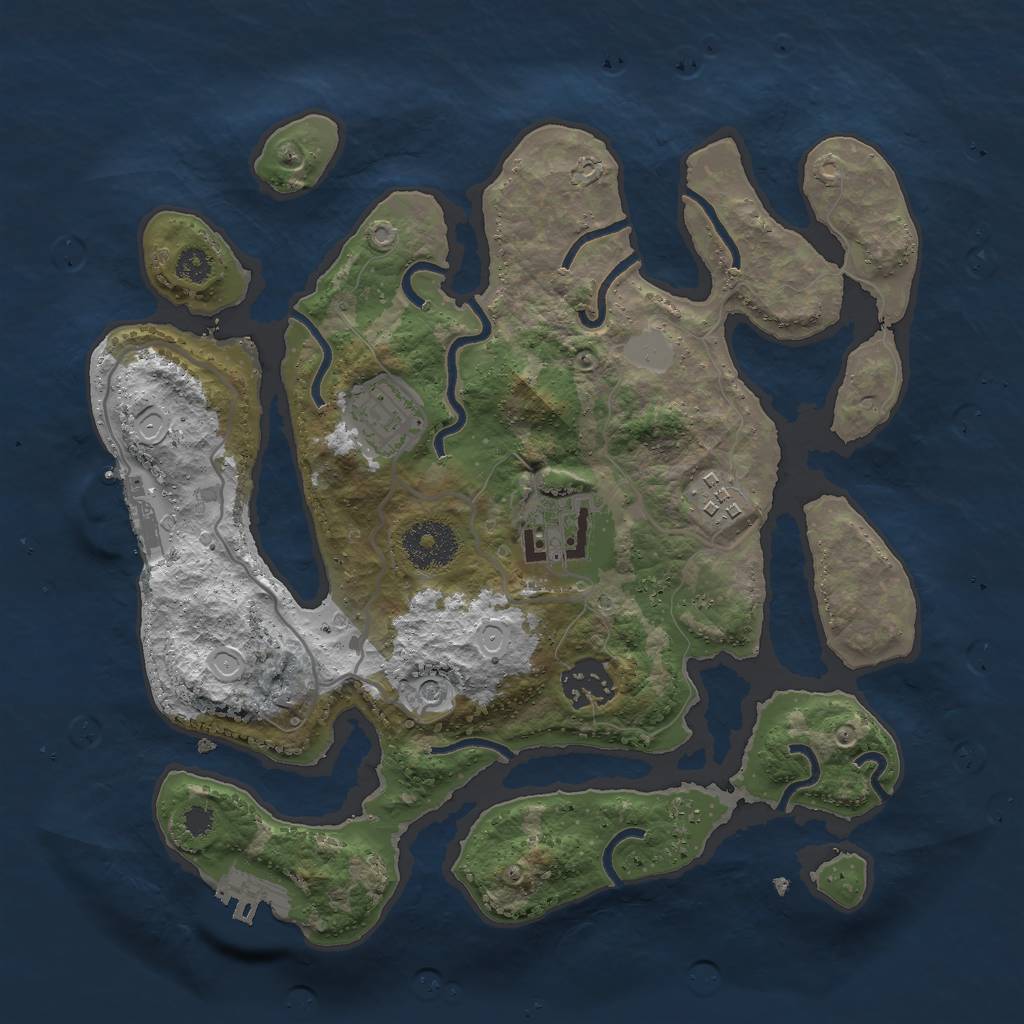 Rust Map: Procedural Map, Size: 3000, Seed: 1240939512, 12 Monuments