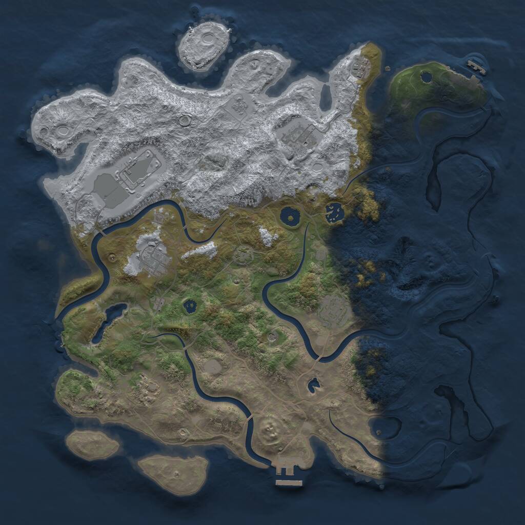 Rust Map: Procedural Map, Size: 4000, Seed: 3842532, 13 Monuments