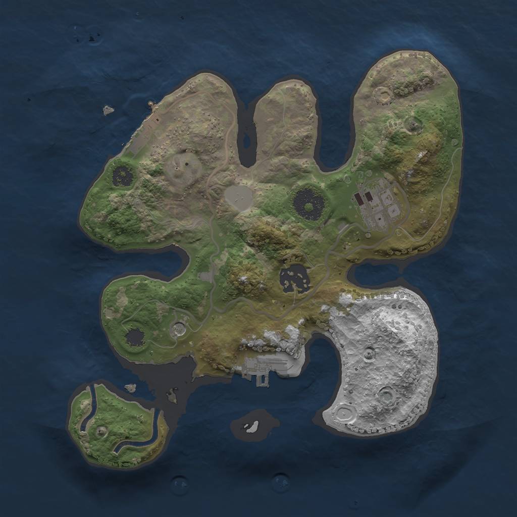 Rust Map: Procedural Map, Size: 2500, Seed: 9, 10 Monuments