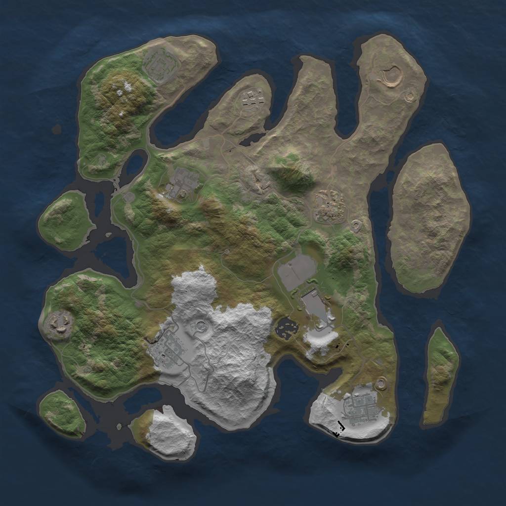 Rust Map: Barren, Size: 3500, Seed: 1613, 13 Monuments