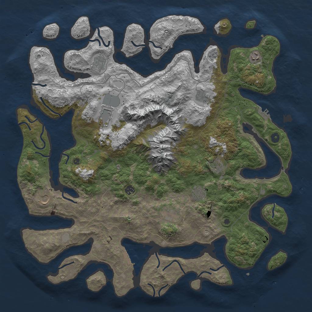 Rust Map: Procedural Map, Size: 5000, Seed: 673117747, 18 Monuments