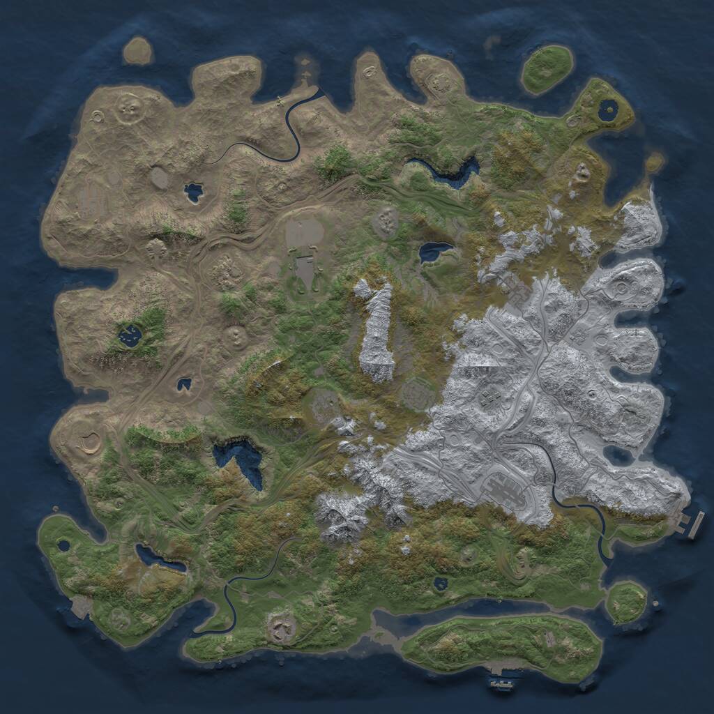 Rust Map: Procedural Map, Size: 5000, Seed: 4, 17 Monuments