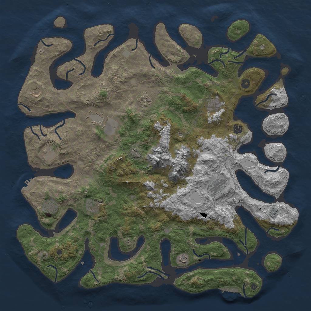 Rust Map: Procedural Map, Size: 5000, Seed: 4, 19 Monuments