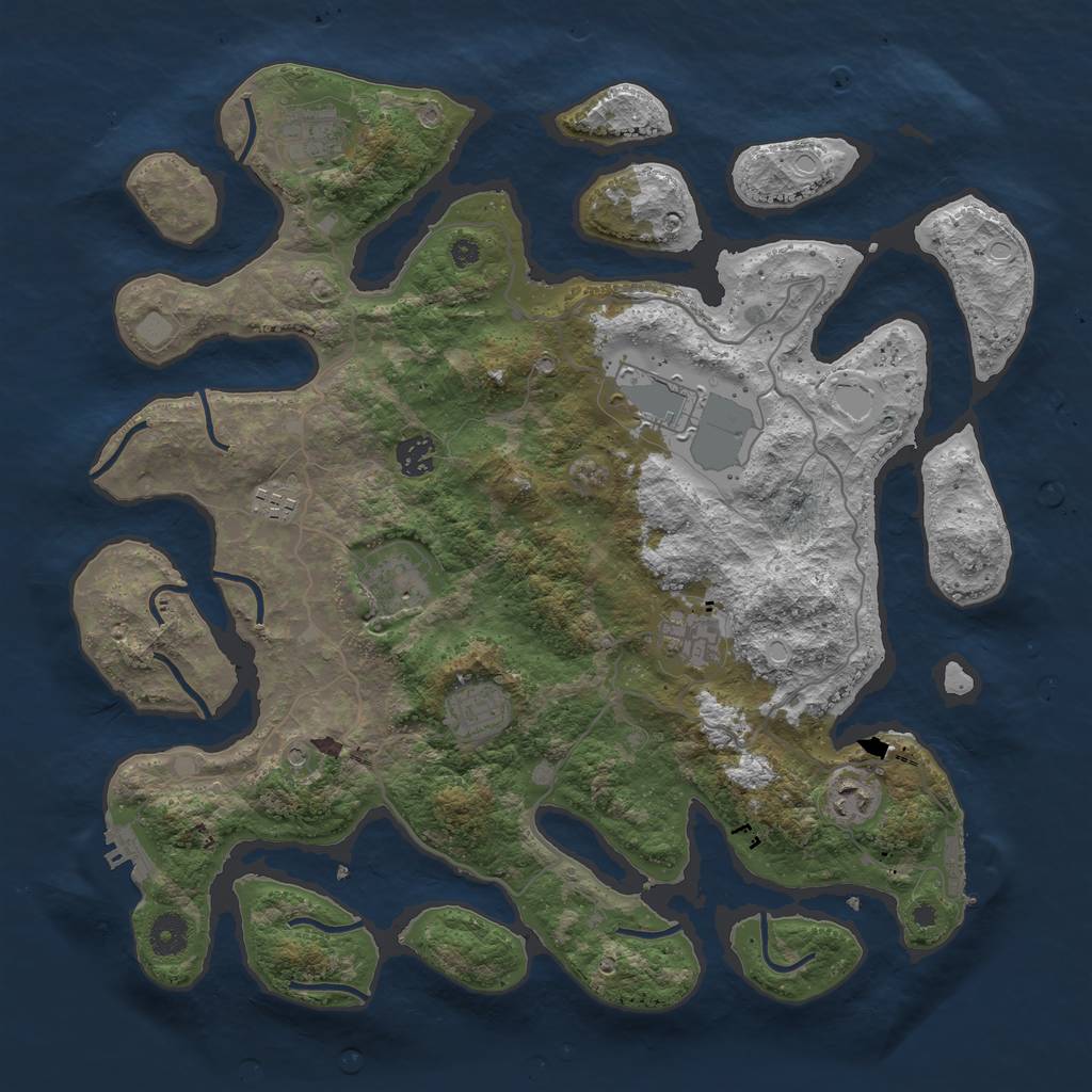 Rust Map: Procedural Map, Size: 4000, Seed: 64571, 16 Monuments
