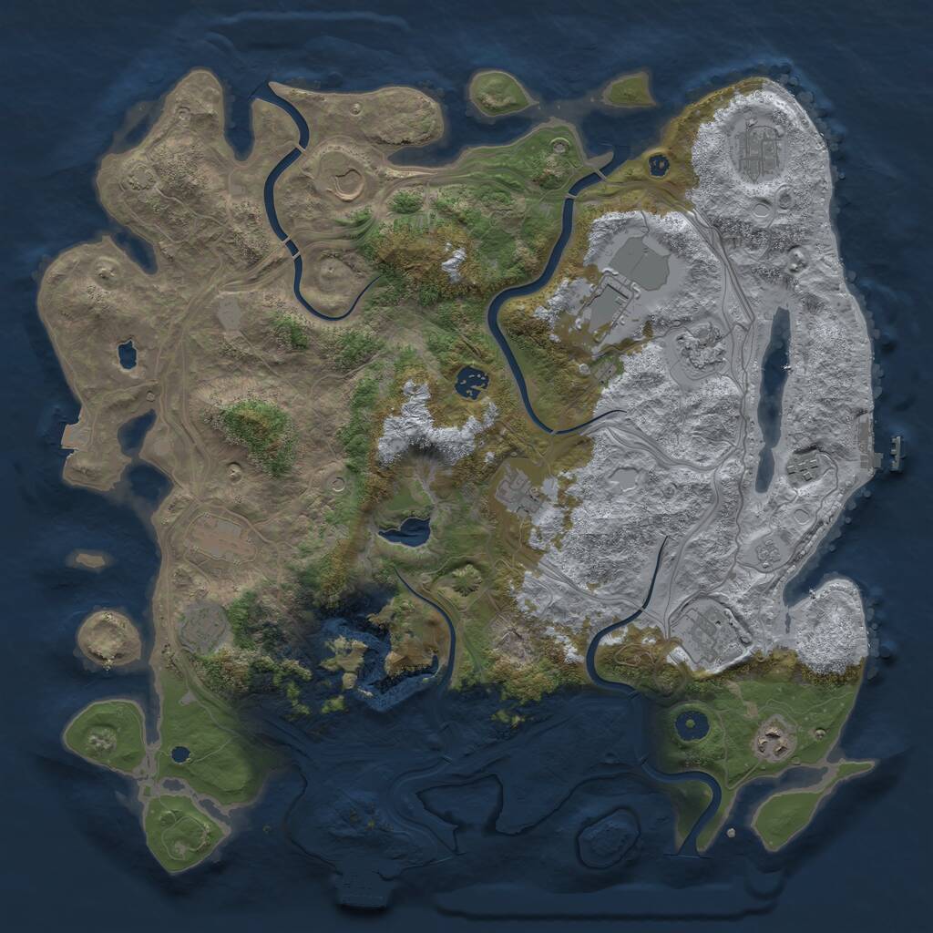 Rust Map: Procedural Map, Size: 4400, Seed: 321321321, 17 Monuments