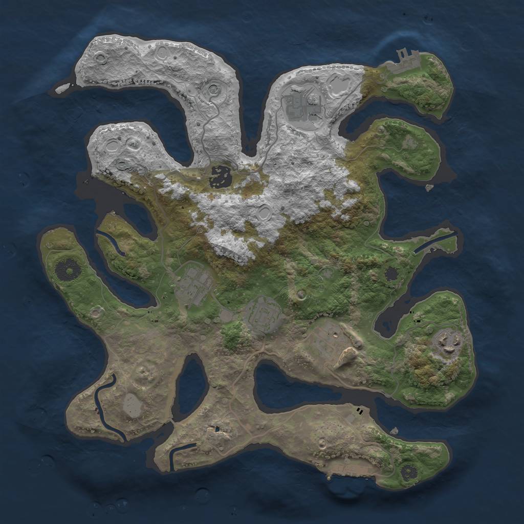 Rust Map: Procedural Map, Size: 3300, Seed: 515123, 14 Monuments