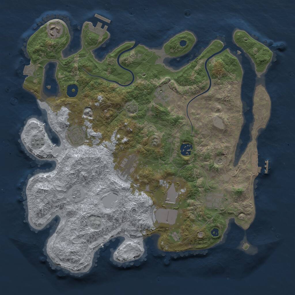 Rust Map: Procedural Map, Size: 3550, Seed: 260069, 14 Monuments