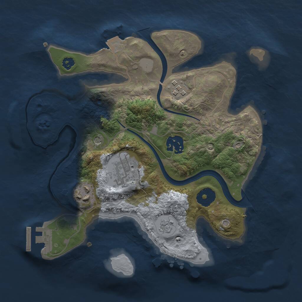 Rust Map: Procedural Map, Size: 2500, Seed: 999, 8 Monuments