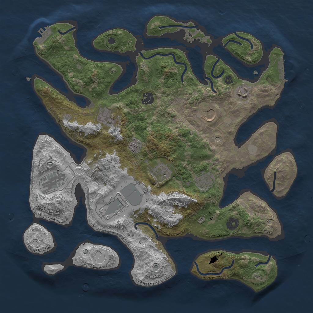 Rust Map: Procedural Map, Size: 3750, Seed: 848843923, 17 Monuments
