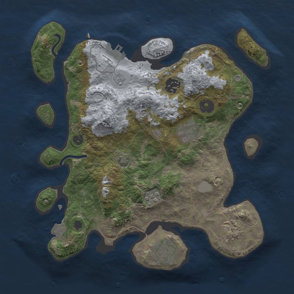 Rust Map: Procedural Map, Size: 3000, Seed: 23452, 12 Monuments