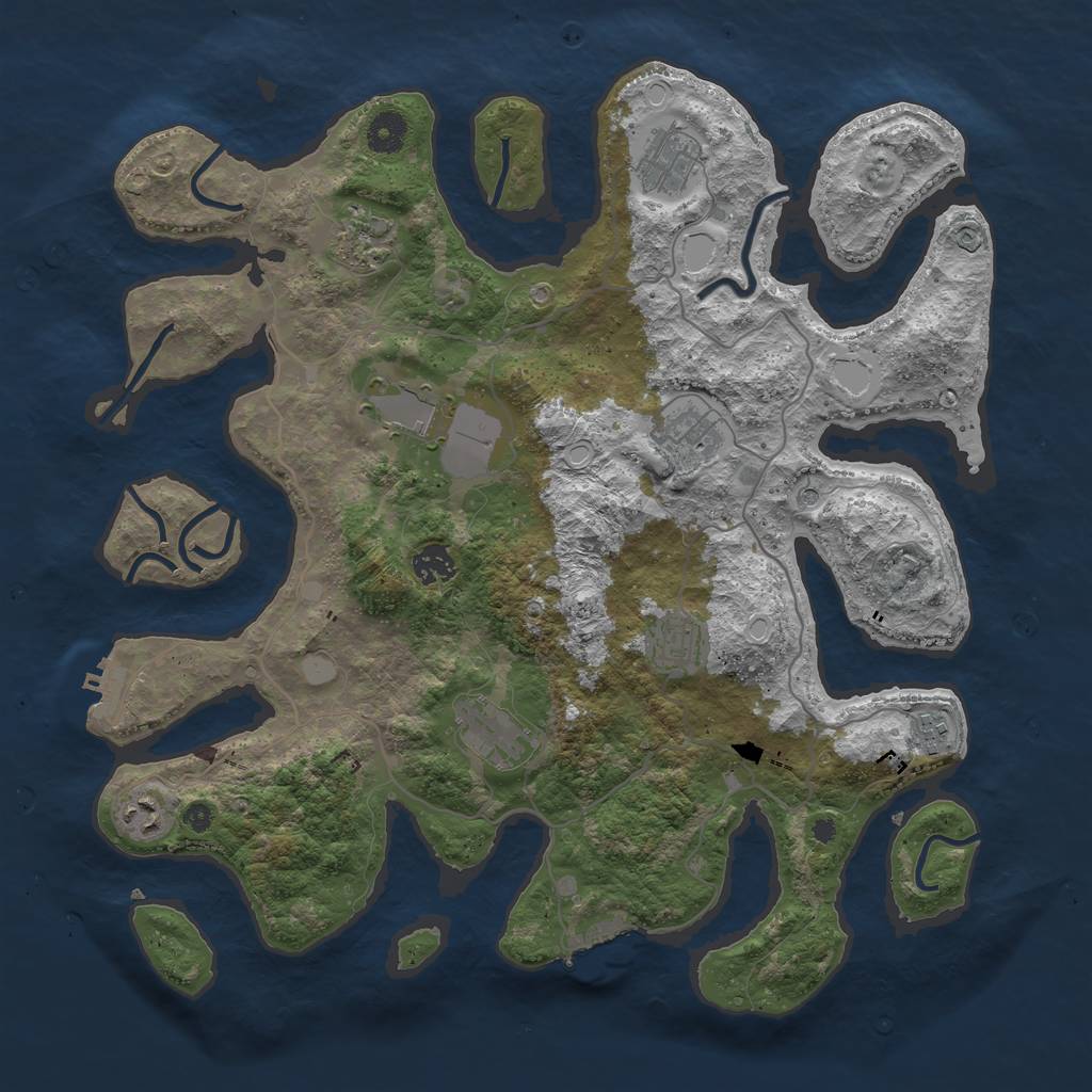 Rust Map: Procedural Map, Size: 4000, Seed: 102, 17 Monuments