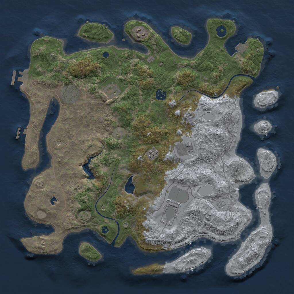 Rust Map: Procedural Map, Size: 4000, Seed: 65465, 13 Monuments