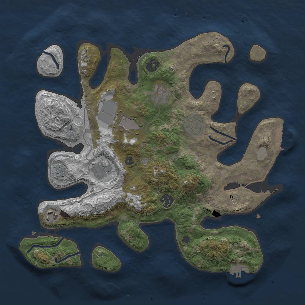 Rust Map: Procedural Map, Size: 3500, Seed: 1031281791, 15 Monuments