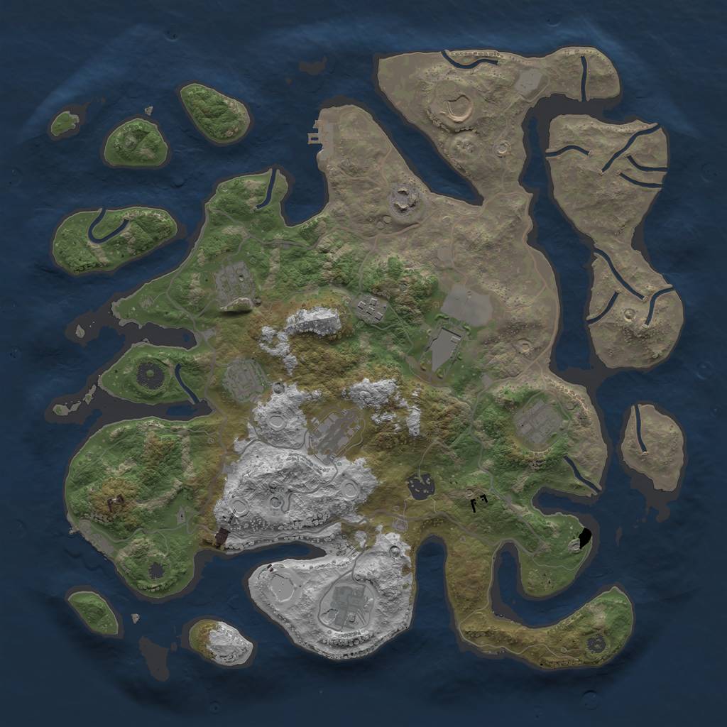 Rust Map: Procedural Map, Size: 4000, Seed: 9157, 18 Monuments