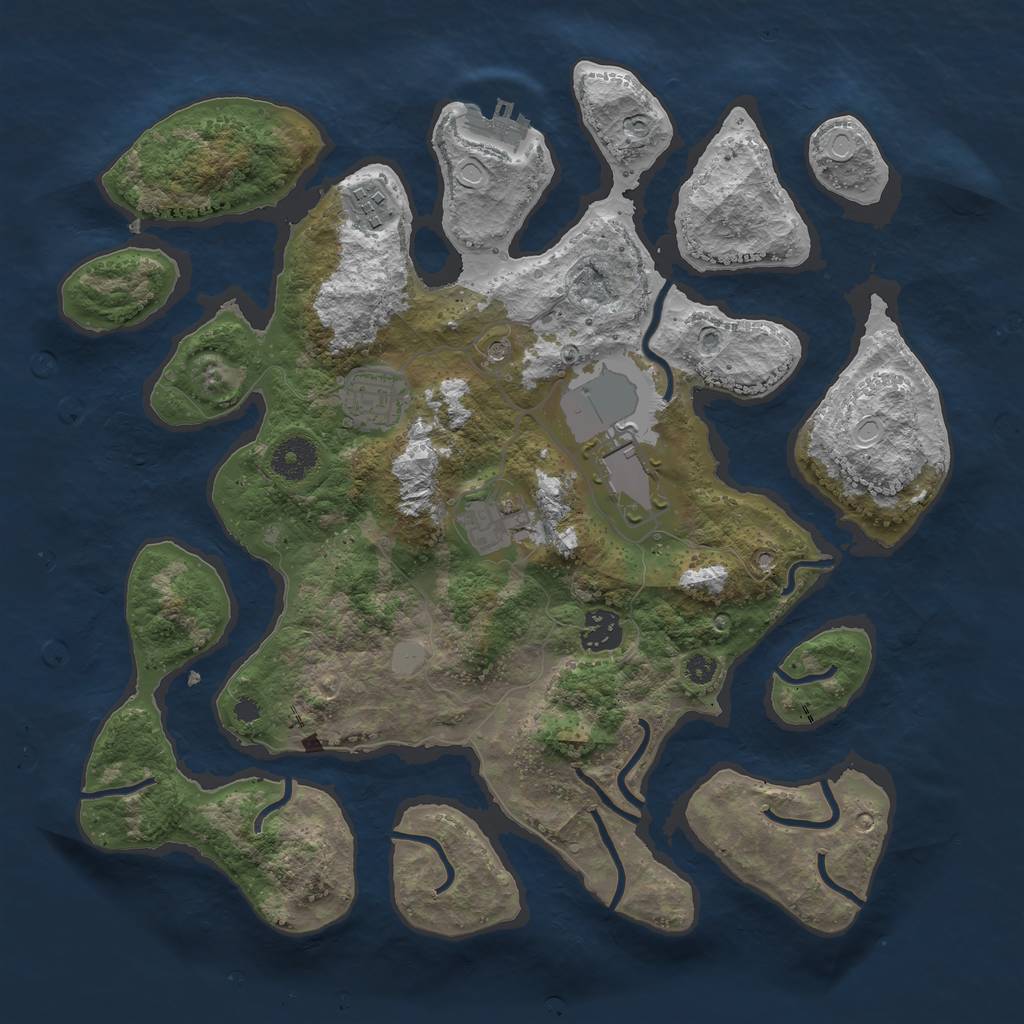 Rust Map: Procedural Map, Size: 3550, Seed: 257629, 12 Monuments