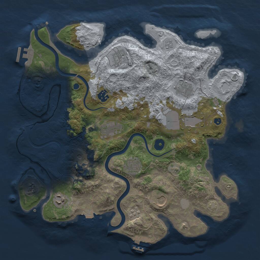 Rust Map: Procedural Map, Size: 3550, Seed: 602305, 15 Monuments