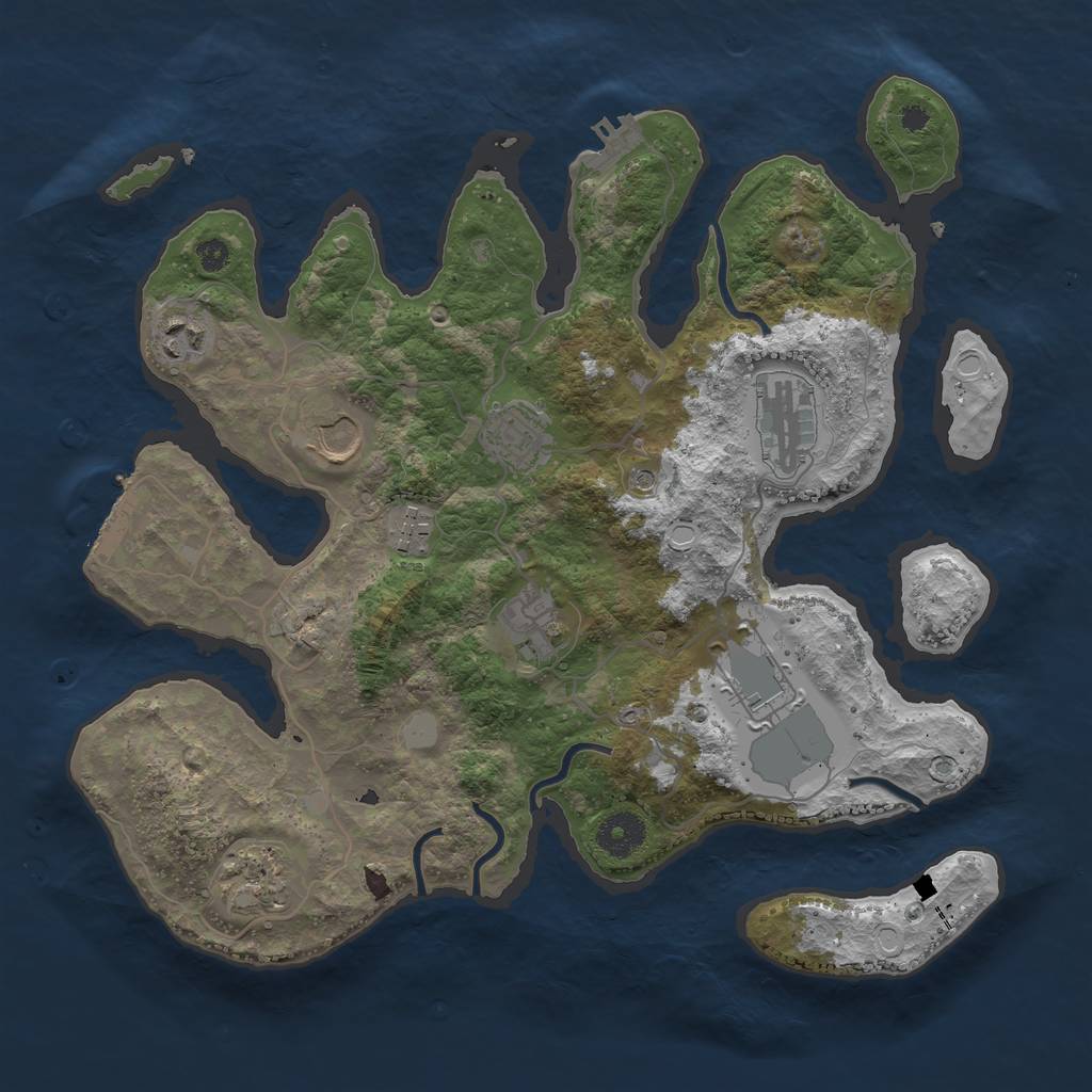 Rust Map: Procedural Map, Size: 3550, Seed: 581728, 16 Monuments