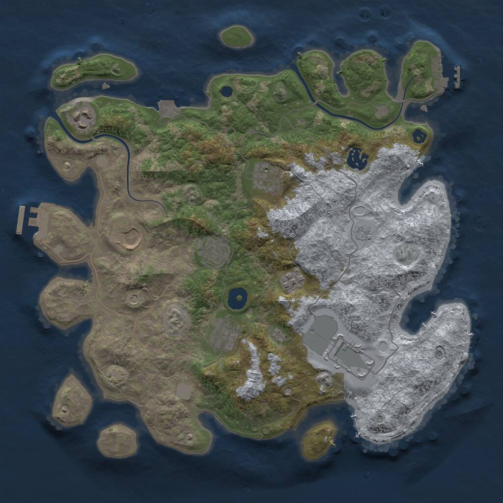 Rust Map: Procedural Map, Size: 3550, Seed: 102589, 14 Monuments