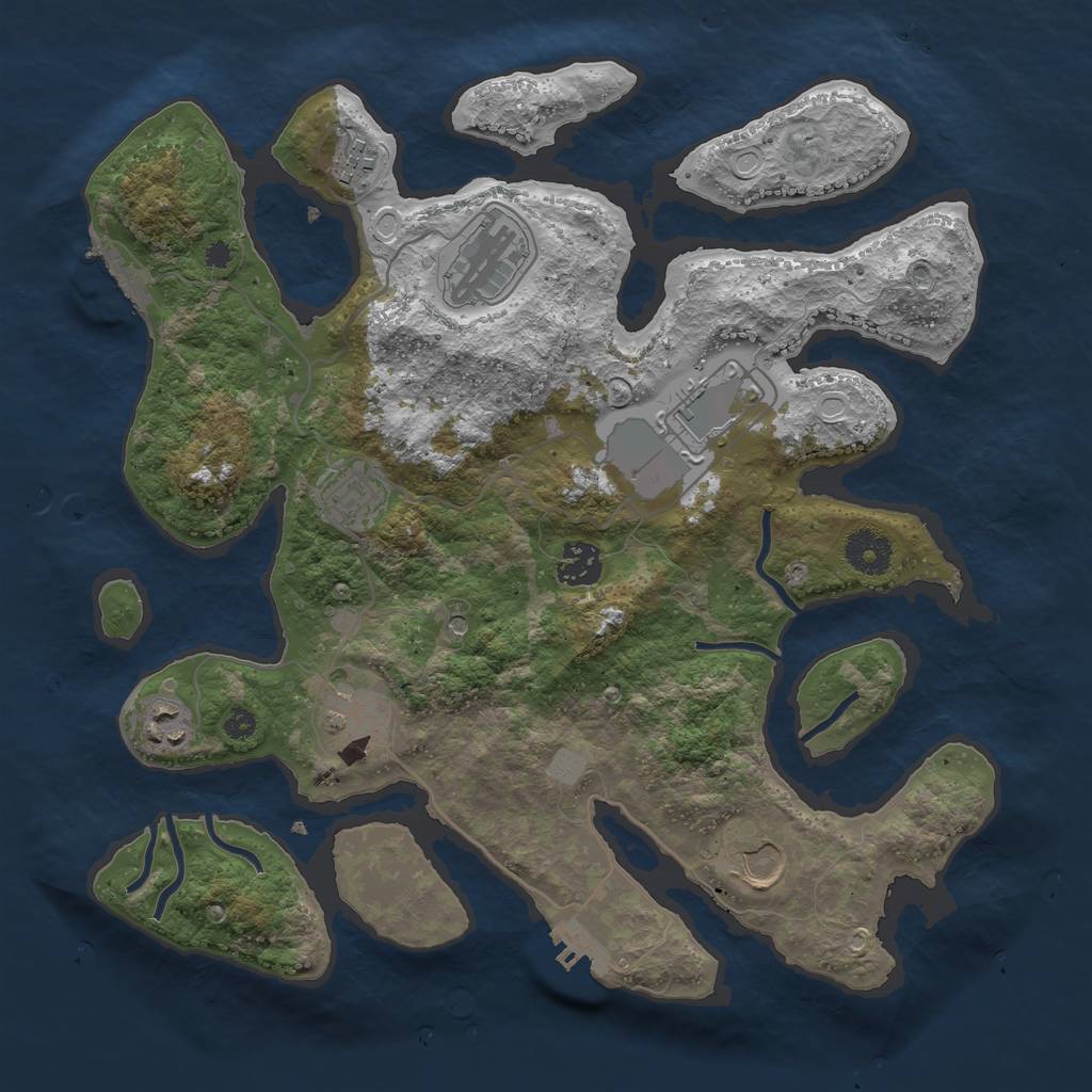 Rust Map: Procedural Map, Size: 3550, Seed: 34087, 16 Monuments