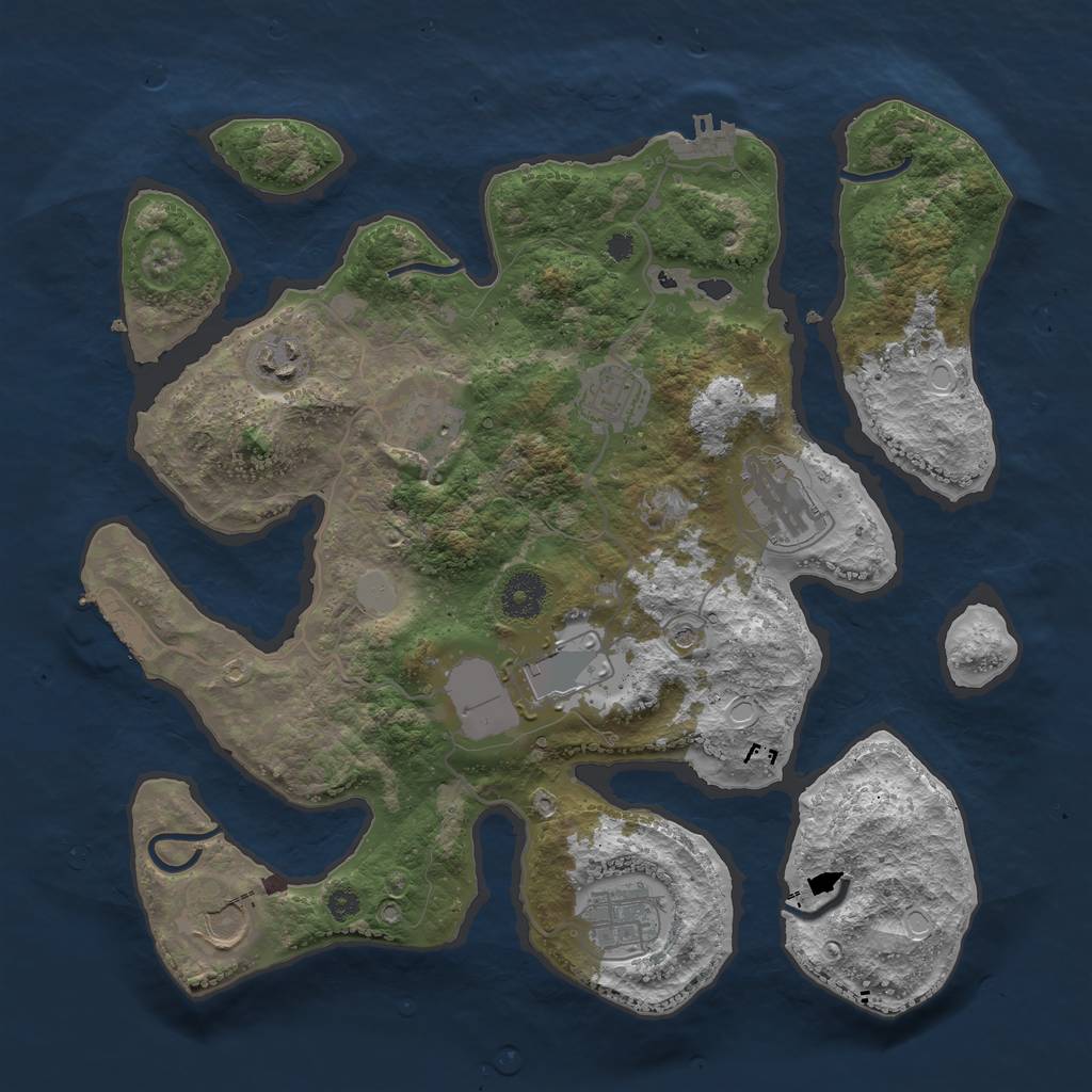 Rust Map: Procedural Map, Size: 3550, Seed: 855586, 15 Monuments