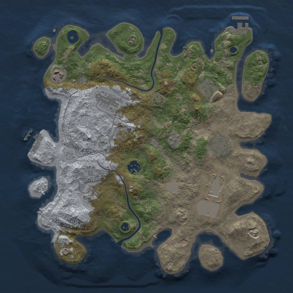 Rust Map: Procedural Map, Size: 3550, Seed: 352034, 14 Monuments