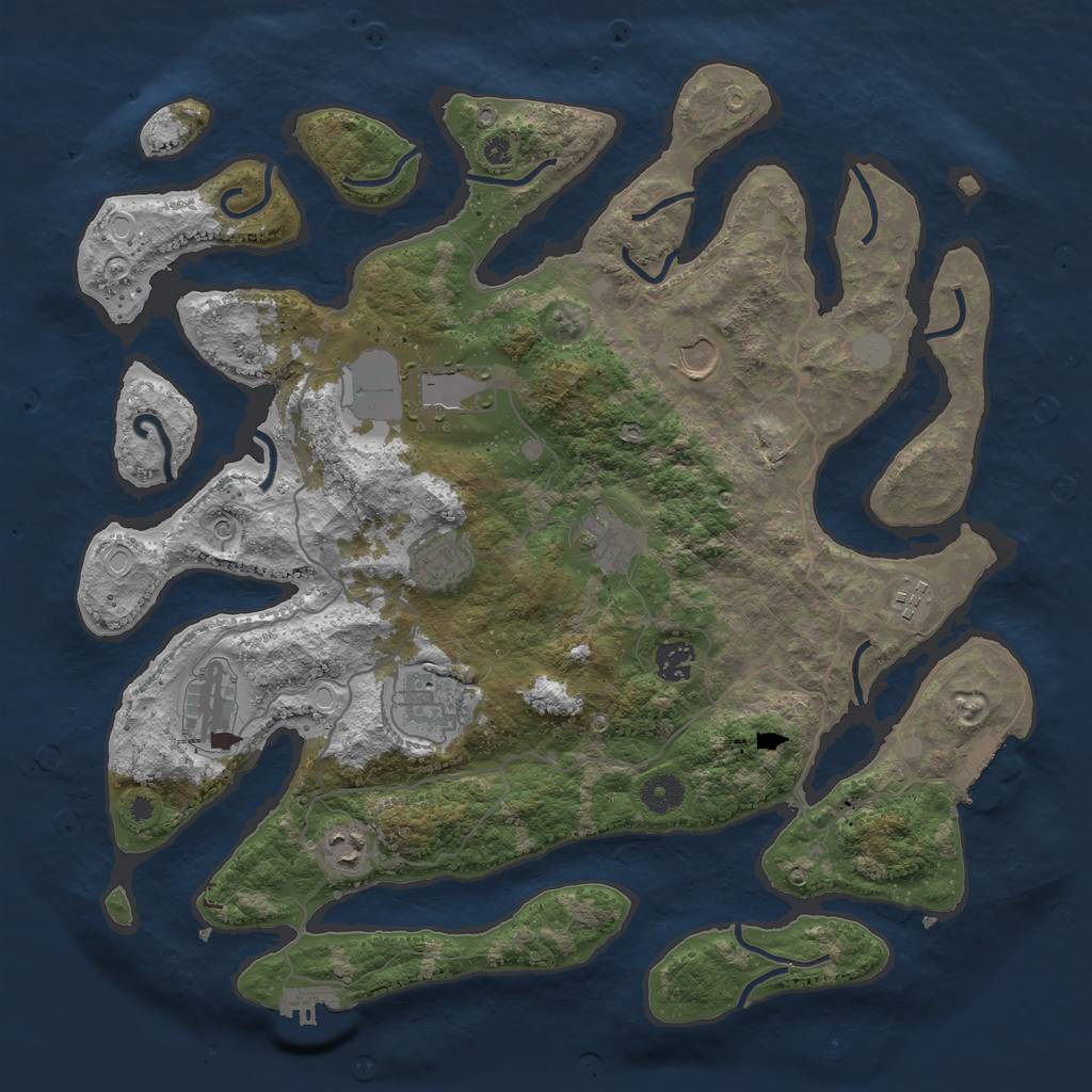 Rust Map: Procedural Map, Size: 4000, Seed: 12915, 17 Monuments