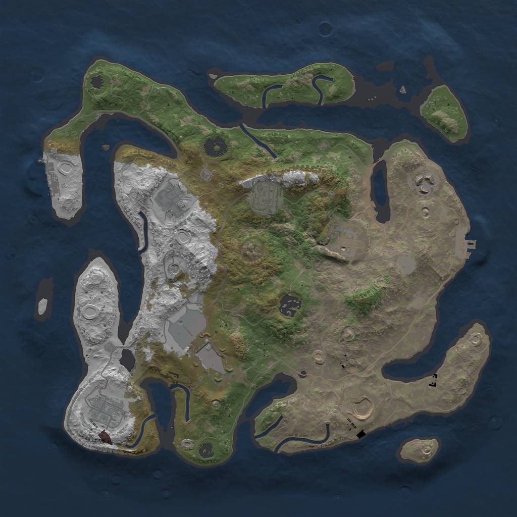 Rust Map: Procedural Map, Size: 3550, Seed: 402701, 16 Monuments