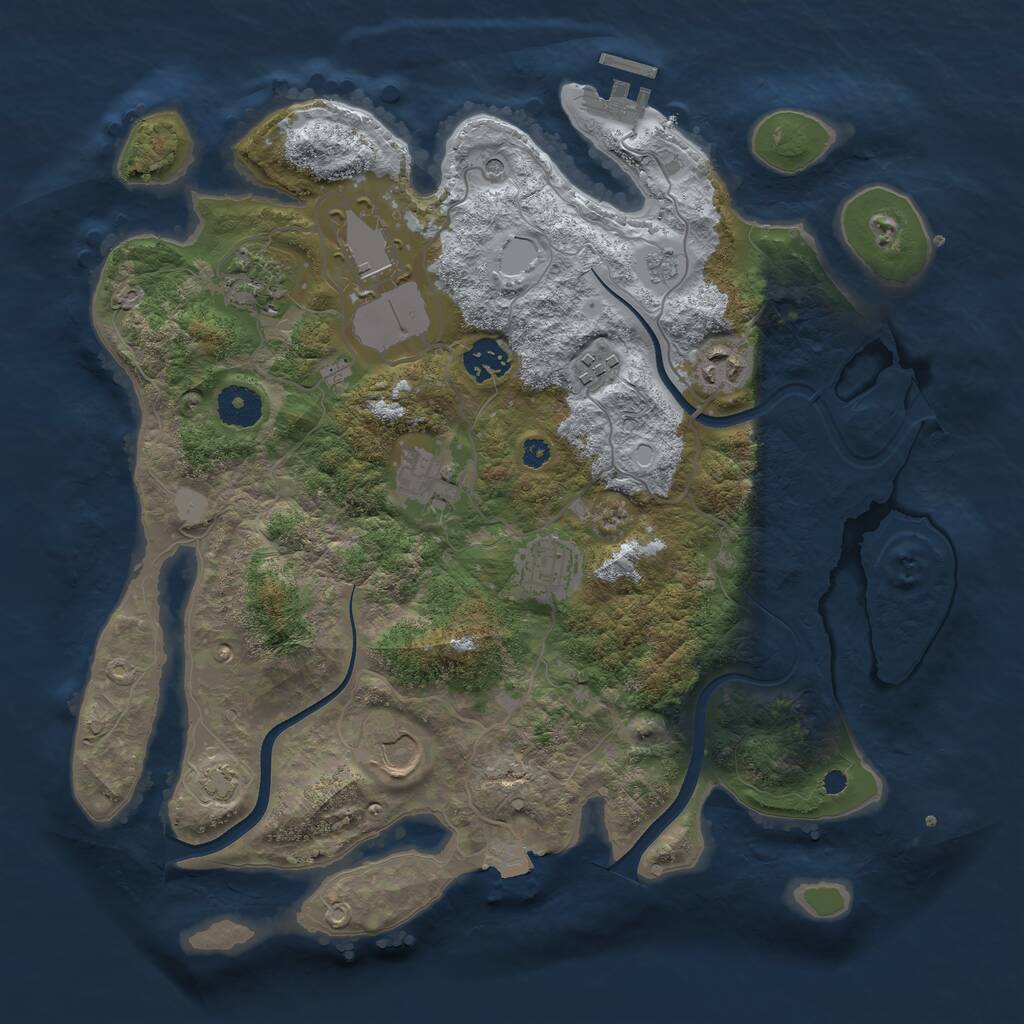 Rust Map: Procedural Map, Size: 3550, Seed: 684563, 13 Monuments