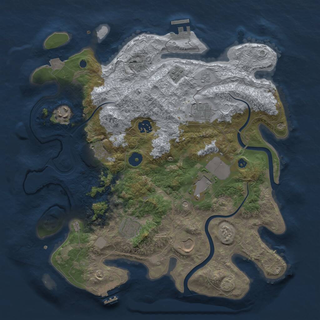 Rust Map: Procedural Map, Size: 3550, Seed: 772061, 14 Monuments