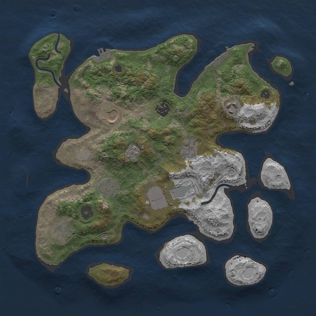 Rust Map: Procedural Map, Size: 3550, Seed: 714601, 16 Monuments